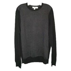 NWT Calvin Klein Men's Dressy Refined Black Grey Merino Wool Sweater L Academia